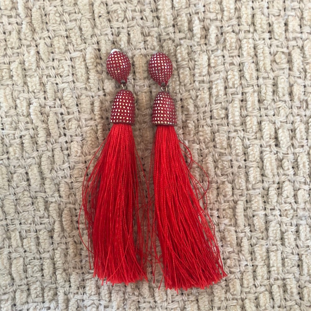 BaubleBar Red Tassel Earrings